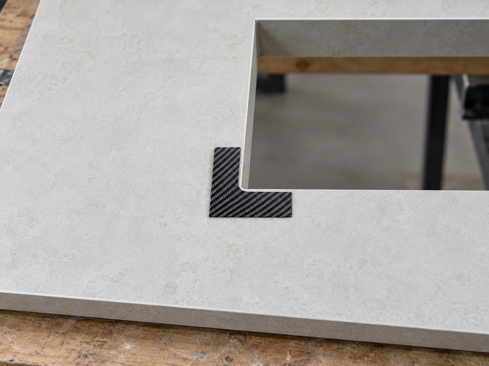 Illustration of reinforcement on the back of a panel at an internal cut-out corner